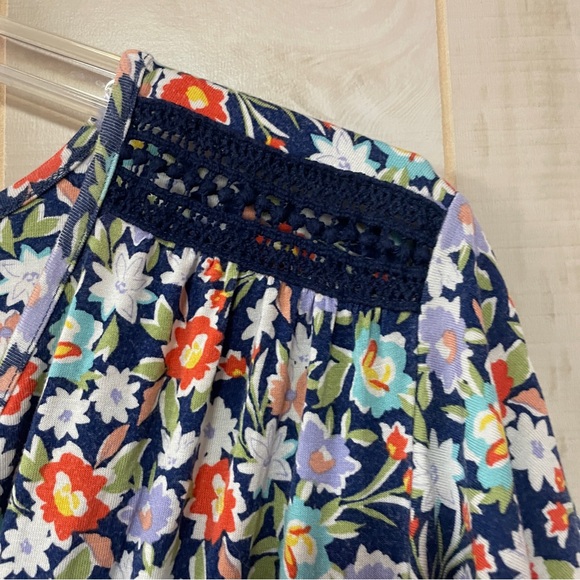 Loveappella Navy Blue Purple White Floral Faux Wrap Elastic Waist Jumpsuit Sz 3X - Picture 3 of 8